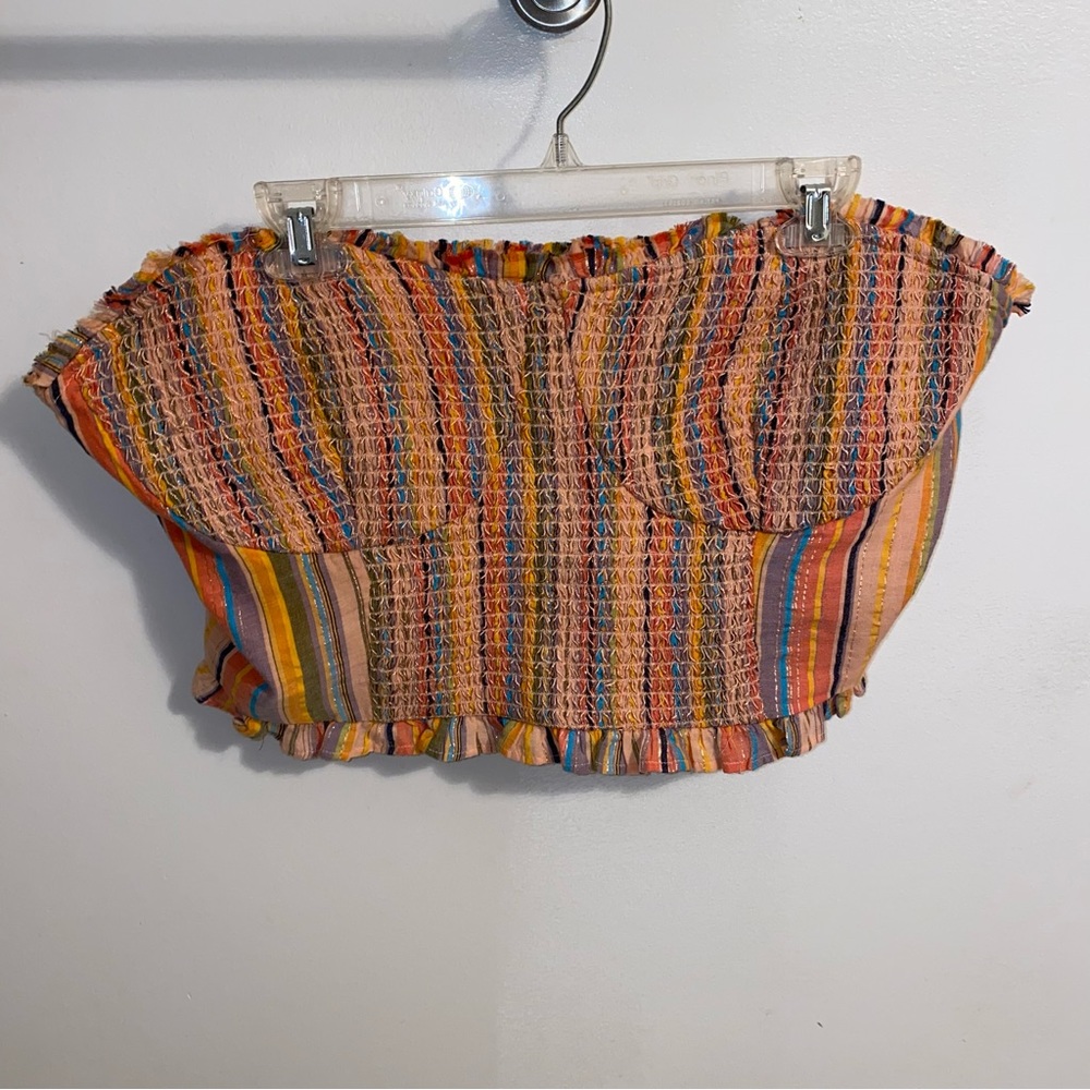 NWT $88 Anthropologie x Pilcro Peach Rainbow Smocked Pullover Top XL - Picture 6 of 12